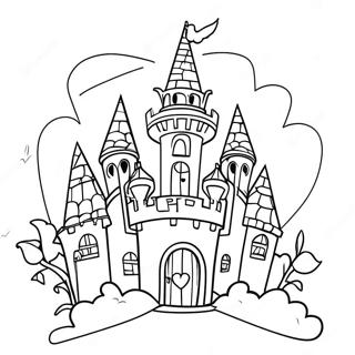 Gruseliges Halloweentown Schloss Ausmalbild 12561-9861