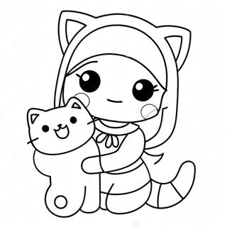 Kawaii Madchen Mit Susser Katze Ausmalbild 2280-1822