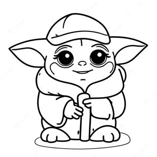 Niedlicher Baby Yoda Mit Weihnachtsmann Hut Ausmalbild 29945-23666