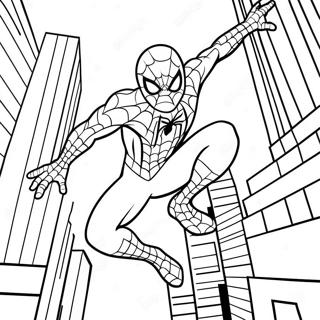 Spider Man Schwingt Durch Die Stadt Ausmalbild 32294-25530