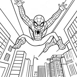 Spider Man Schwingt Durch Die Stadt Ausmalbild 32294-25531