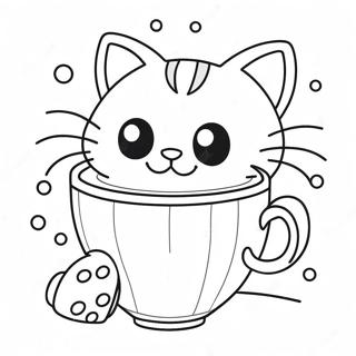 Verspielte Katze In Einer Bunten Tasse Ausmalbild 46464-36722