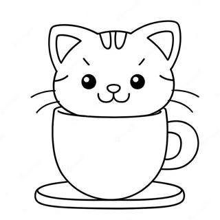 Verspielte Katze In Einer Bunten Tasse Ausmalbild 46464-36724