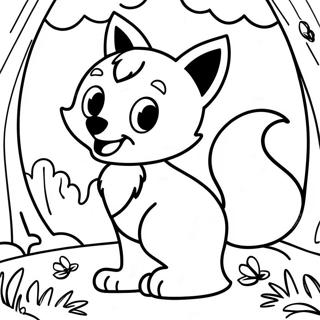 Verspielter Cartoon Fuchs In Einem Wald Ausmalbild 48564-38402