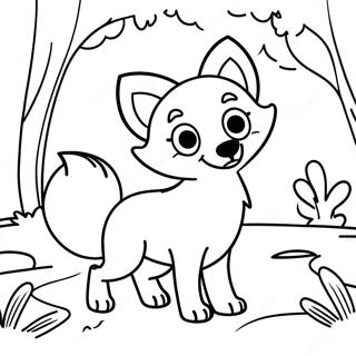 Verspielter Cartoon Fuchs In Einem Wald Ausmalbild 48564-38403