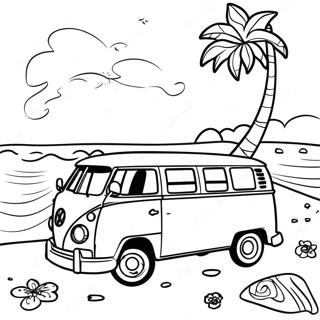 Buntes Volkswagen Van Am Strand Ausmalbild 56304-44533