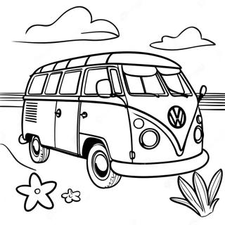 Buntes Volkswagen Van Am Strand Ausmalbild 56304-44536