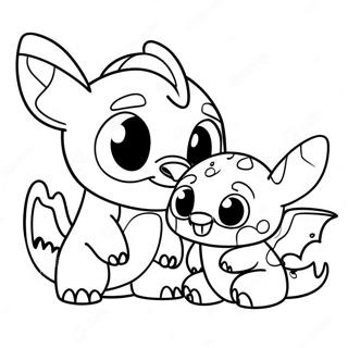 Niedliche Stitch Und Toothless Freunde Ausmalbild 57004-45109