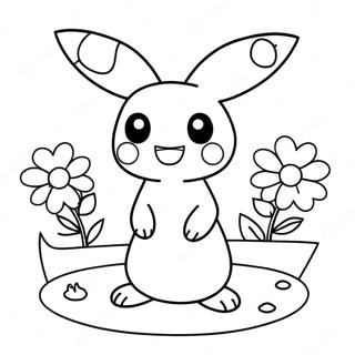 Niedliches Mimikyu Mit Blumen Ausmalbild 66094-52298