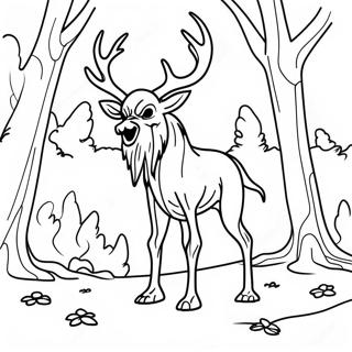 Gruseliger Wendigo Im Wald Ausmalbild 67675-53549