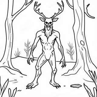 Gruseliger Wendigo Im Wald Ausmalbild 67675-53552