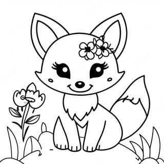 Niedlicher Kawaii Fuchs Mit Blumen Ausmalbild 6841-5457