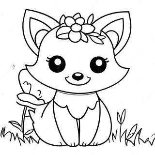 Niedlicher Kawaii Fuchs Mit Blumen Ausmalbild 6841-5459