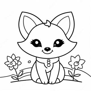 Niedlicher Kawaii Fuchs Mit Blumen Ausmalbild 6841-5460